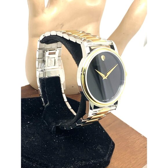 Movado Men's Watch 2100016 Museum Black Dial Swiss Quartz Two Tone Steel 39mm - Picture 14 of 14